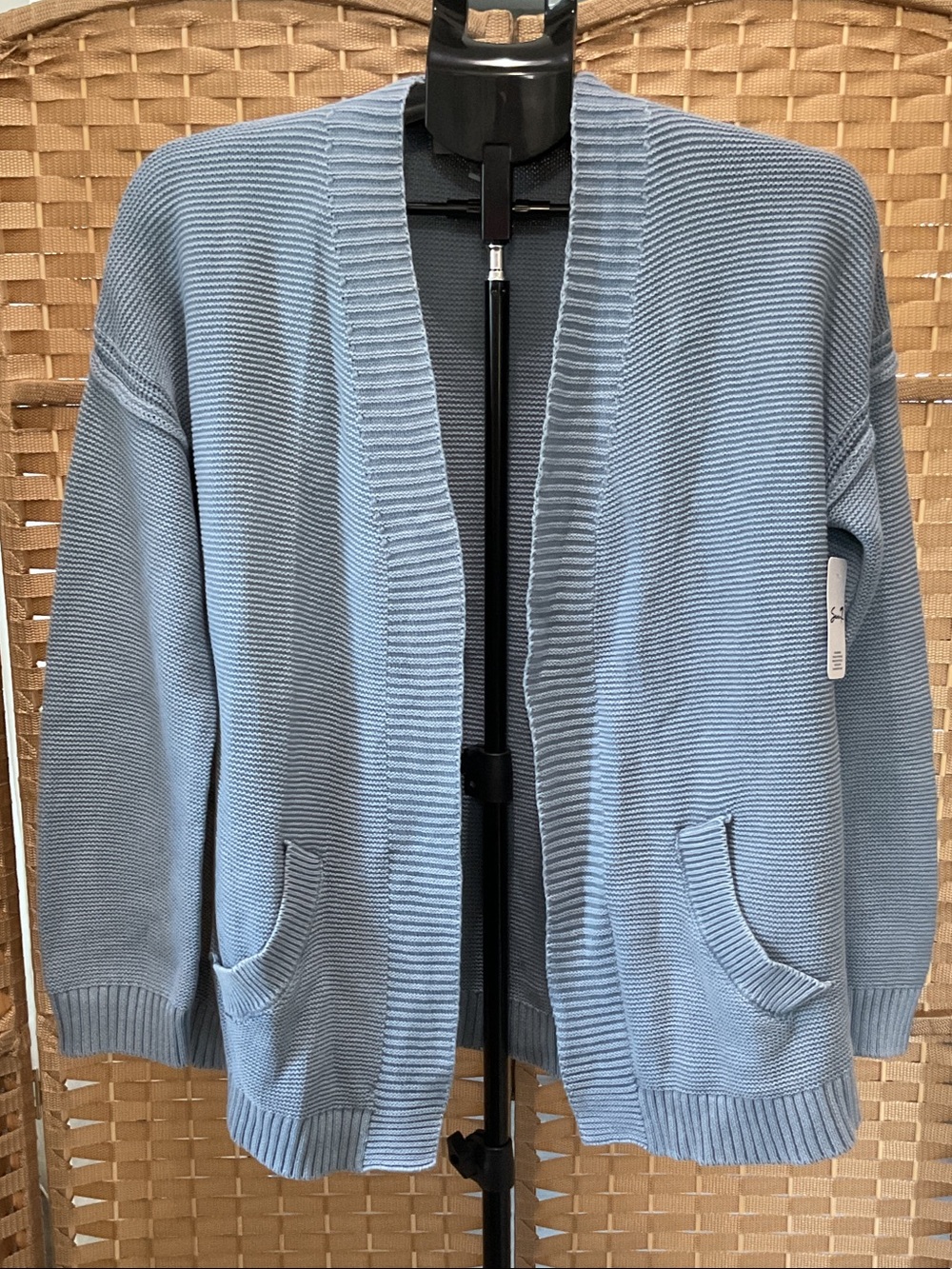 Seven7 Light Blue Open-Front Ribbed Cardigan